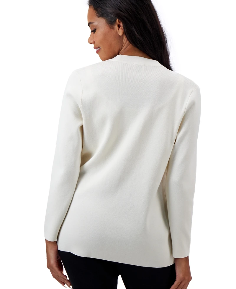 Ak Anne Klein Petite Newport Open-Front Cardigan Sweater