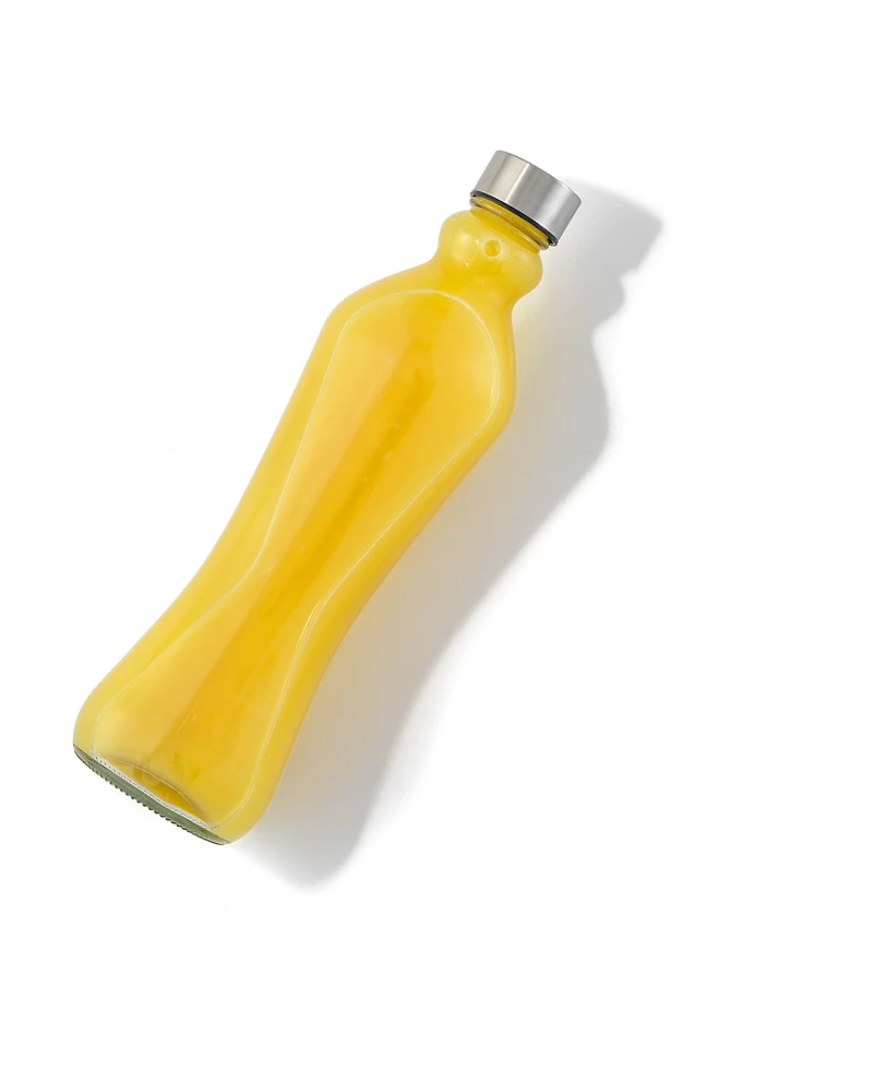 JoyJolt Spring Glass Water Bottles with Stainless Steel Cap, Set of 2