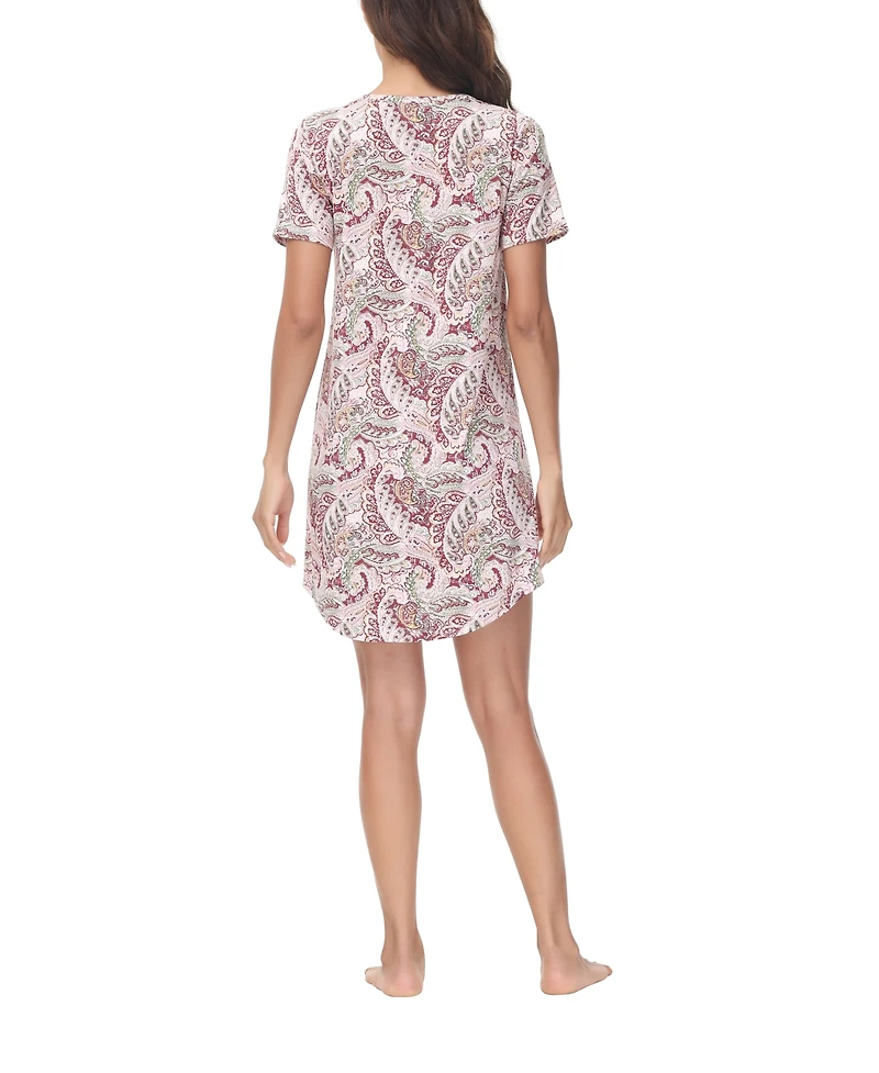 Ink+Ivy Women's Printed Short Sleeve Sleep Dress Nightgown