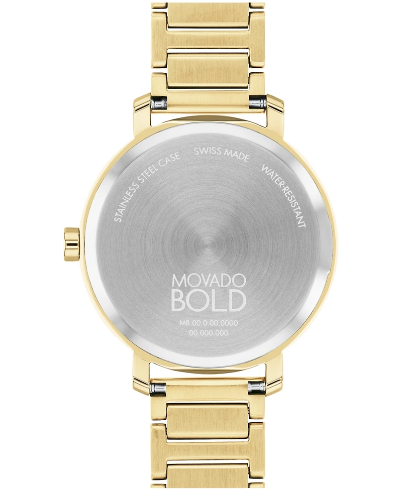 Movado Women's Bold Evolution 2.0 Swiss Quartz Ionic Plated Light Gold-Tone 2 Steel Watch 34mm