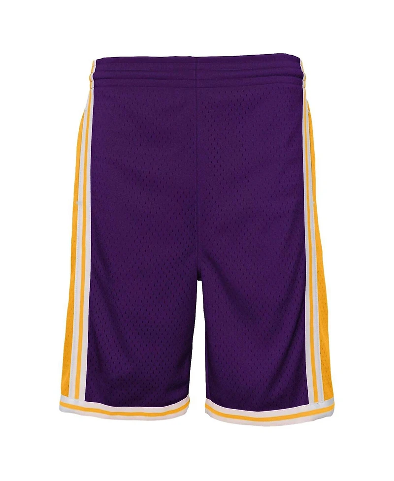 Big Boys Mitchell & Ness Purple Los Angeles Lakers Hardwood Classics Swingman Shorts