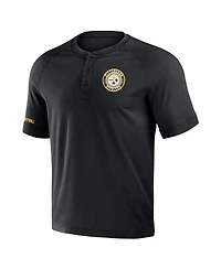 Men's Nfl x Darius Rucker Collection by Fanatics Black Pittsburgh Steelers Washed Raglan Henley T-shirt