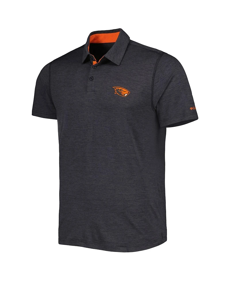 Men's Columbia Black Oregon State Beavers Tech Trail Omni-Shade Polo Shirt