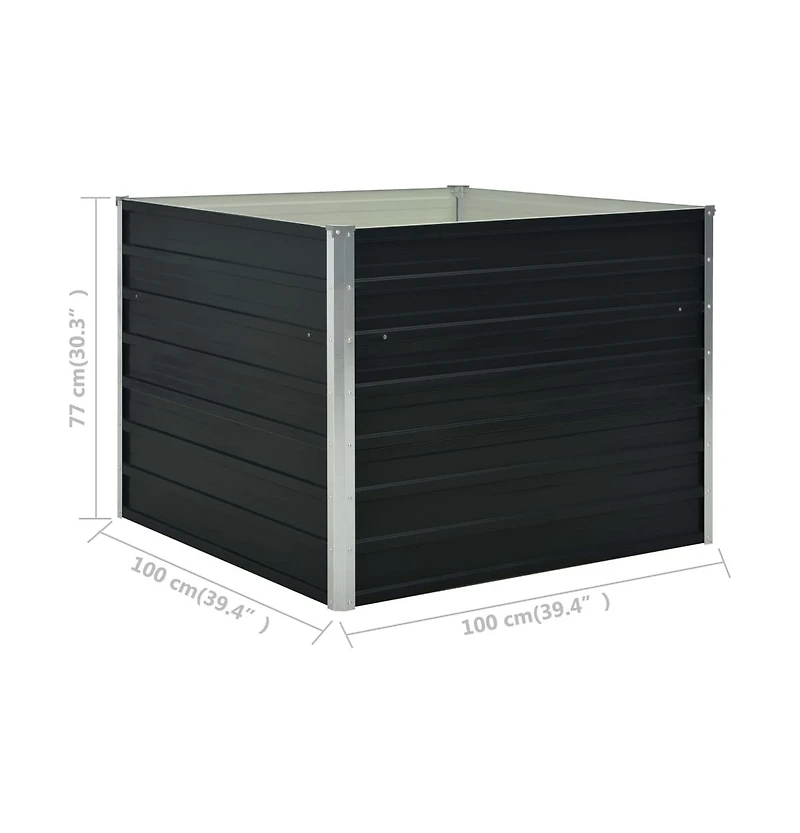 Raised Garden Bed Anthracite 39.4"x39.4"x30.3" Galvanized Steel