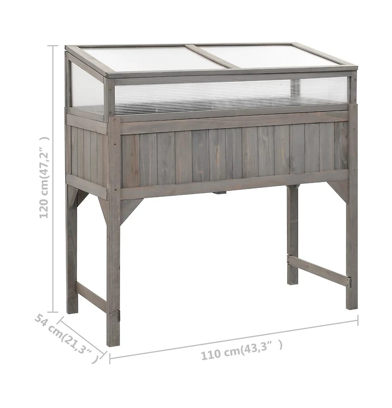 Raised Bed with Greenhouse 43.3"x21.3"x47.2" Solid Fir Wood
