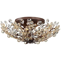 Vienna Full Spectrum Blooms Vintage Ceiling Light Semi Flush Mount Fixture 21" Wide Weathered Brown 5-Light for Bedroom Kitchen Living Room Hallw