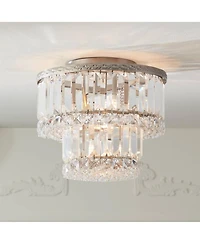 Vienna Full Spectrum Magnificence Modern Ceiling Light Flush Mount Fixture 10" Wide Brushed Satin Nickel 3-Light Led Crystal for Bedroom Living R