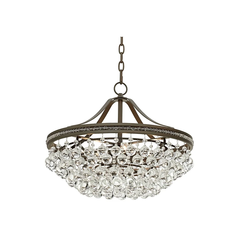 Vienna Full Spectrum Wohlfurst Bronze Pendant Chandelier 20 1/4" Wide Clear Crystal 5-Light Fixture for Dining Room House Foyer Kitchen Island Be