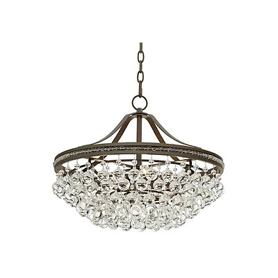 Vienna Full Spectrum Wohlfurst Bronze Pendant Chandelier 20 1/4" Wide Clear Crystal 5-Light Fixture for Dining Room House Foyer Kitchen Island Be