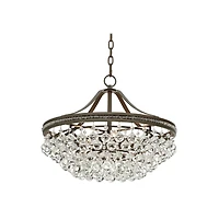 Vienna Full Spectrum Wohlfurst Bronze Pendant Chandelier 20 1/4" Wide Clear Crystal 5-Light Fixture for Dining Room House Foyer Kitchen Island Be