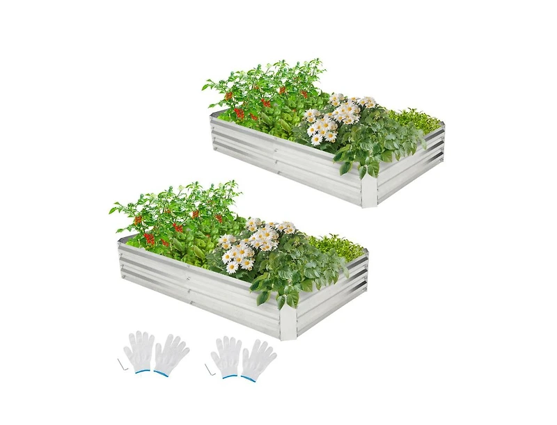 Metal Galvanized Raised Garden Bed with Open-Ended Base