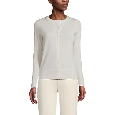 Lands' End Women's Fine Gauge Cotton Cardigan Sweater