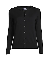 Lands' End Plus Fine Gauge Cotton Cardigan Sweater