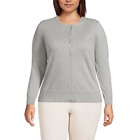 Lands' End Plus Fine Gauge Cotton Cardigan Sweater