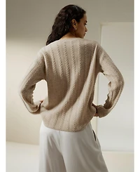 Lilysilk Women's Semi-Sheer Cashmere Cable-knit Sweater