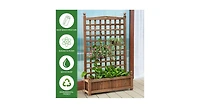 Solid Free Standing Wood Planter Box with Trellis for Garden