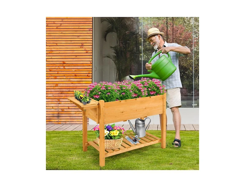 Elevated Planter Box Kit with 8 Grids and Folding Tabletop