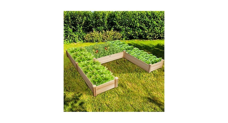U-Shaped Wooden Garden Raised Bed for Backyard and Patio