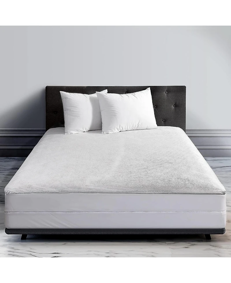 Guardmax Waterproof and Zippered Terry Cotton Mattress Encasement - Queen Size - White