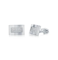 Stainless Steel, Rectangle Cz Cuff Links