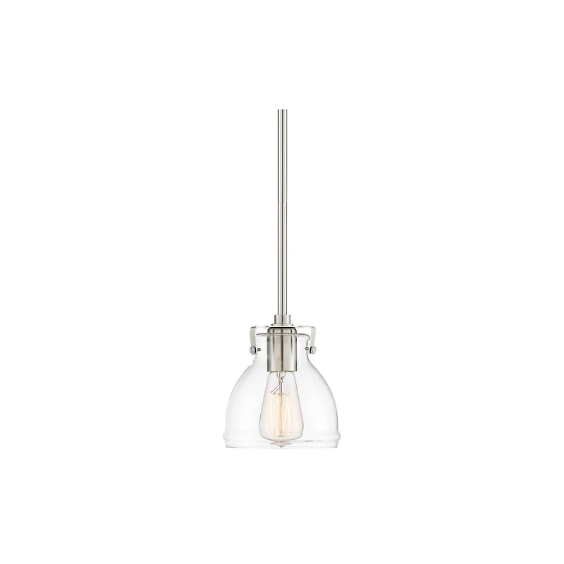 Possini Euro Design Bellis Brushed Nickel Mini Pendant Light 6 1/2" Wide Modern Industrial Clear Glass Shade for Dining Room Home Foyer Kitchen I
