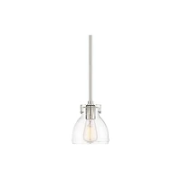 Possini Euro Design Bellis Brushed Nickel Mini Pendant Light 6 1/2" Wide Modern Industrial Clear Glass Shade for Dining Room Home Foyer Kitchen I
