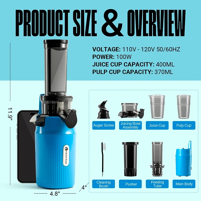 Essential Ginnie Juicer, Compact & Slow, Nutrient Dense