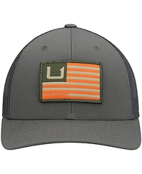 Men's Huk Olive Huks and Bars Trucker Snapback Hat