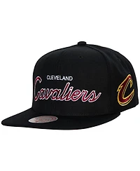 Men's Mitchell & Ness Black Cleveland Cavaliers Hardwood Classics Script 2.0 Snapback Hat