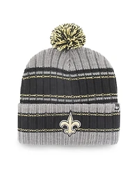 Men's '47 Brand Graphite, Black New Orleans Saints Rexford Cuffed Knit Hat with Pom