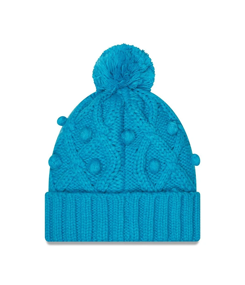 Women's New Era Blue Carolina Panthers Toasty Cuffed Knit Hat with Pom