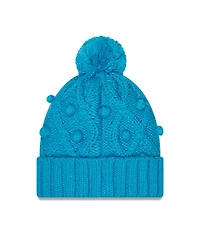 Women's New Era Blue Carolina Panthers Toasty Cuffed Knit Hat with Pom