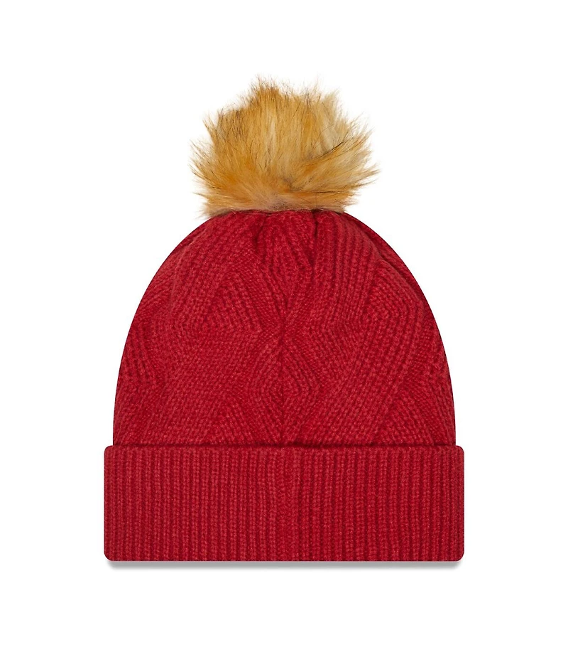 Women's New Era Cardinal Arizona Cardinals Snowy Cuffed Knit Hat with Pom