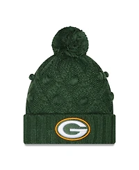 Big Girls New Era Green Green Bay Packers Toasty Cuffed Knit Hat with Pom