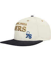 Men's Cream, Black Philadelphia 76ers Album Cover Snapback Hat