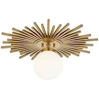 Possini Euro Design Hazel Modern Ceiling Light Semi Flush Mount Fixture 24" Wide Warm Brass White Globe Shade for Bedroom Kitchen Living Room Hal