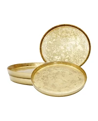Classic Touch 8.25" Gold Gliter Salad Plates with Rasied Rim 4 Piece Set, Service for 4