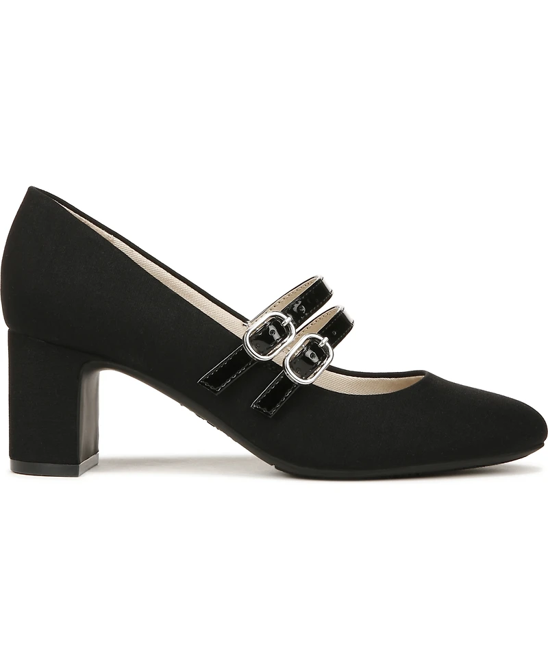 LifeStride Women's True Almond Toe Block Heel Mary Jane Pumps