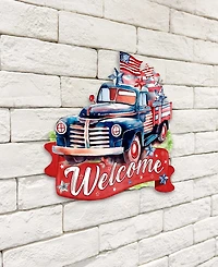 Designocracy Holiday Wooden Door Decor Welcome Sign United We Stand G. DeBrekht