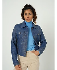 Furniq Uk Women's Authentic Western Leather Jacket, Aging Blue