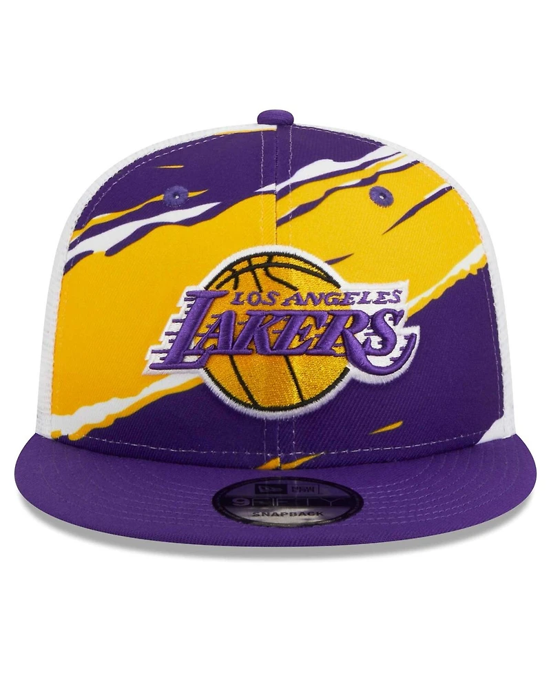 Men's New Era Purple, White Los Angeles Lakers Tear Trucker 9FIFTY Adjustable Hat