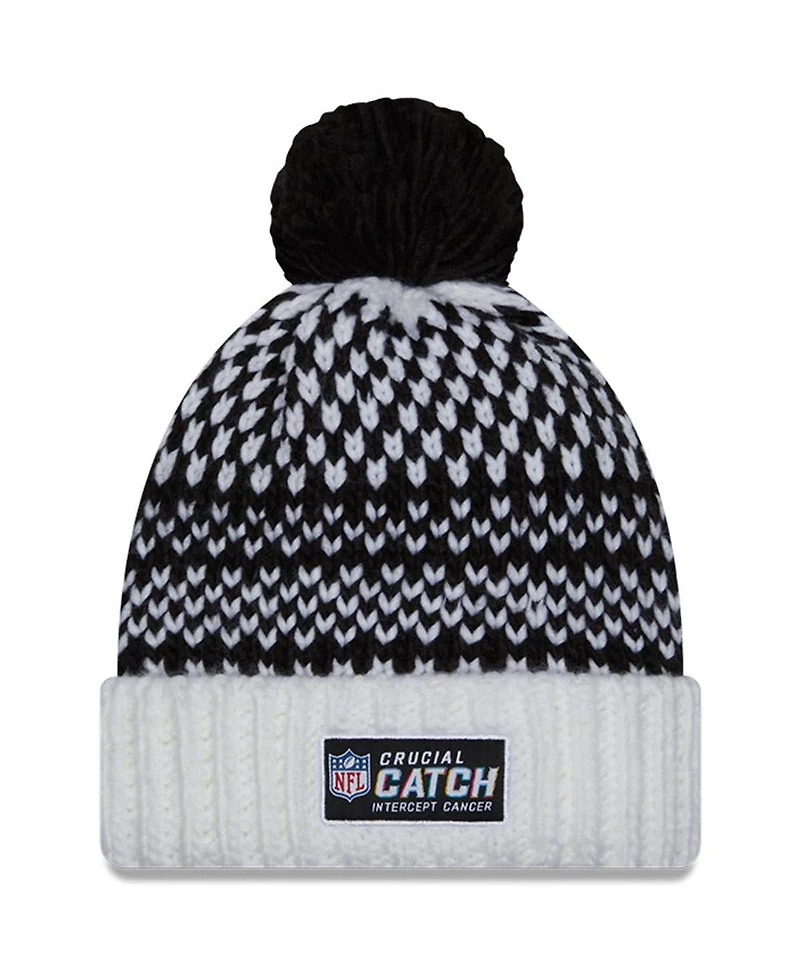 Women's New Era Black, White Las Vegas Raiders 2023 Nfl Crucial Catch Cuffed Pom Knit Hat