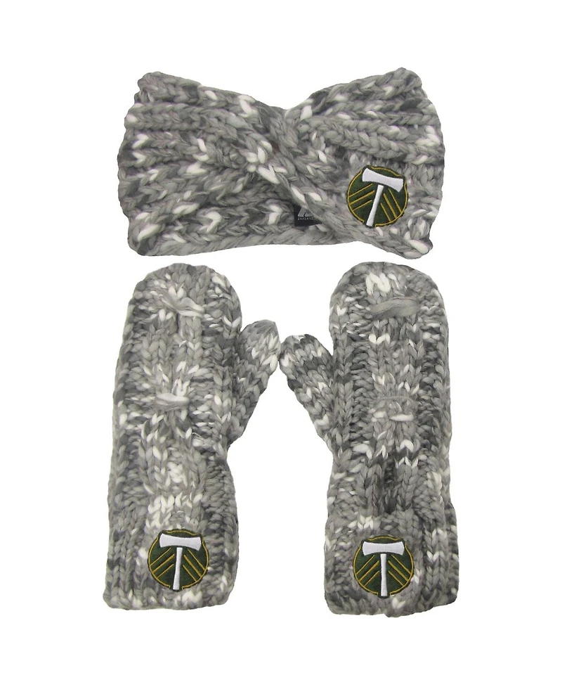 Women's ZooZatz Gray Portland Timbers Marled Headband and Mittens Set
