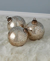 Seasonal Mercury Glass Ornament 100 Millimeter, Set of 3