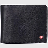 Alpine Swiss Men's Leather Rfid Bifold Wallet 2 Id Windows Divided Bill Section