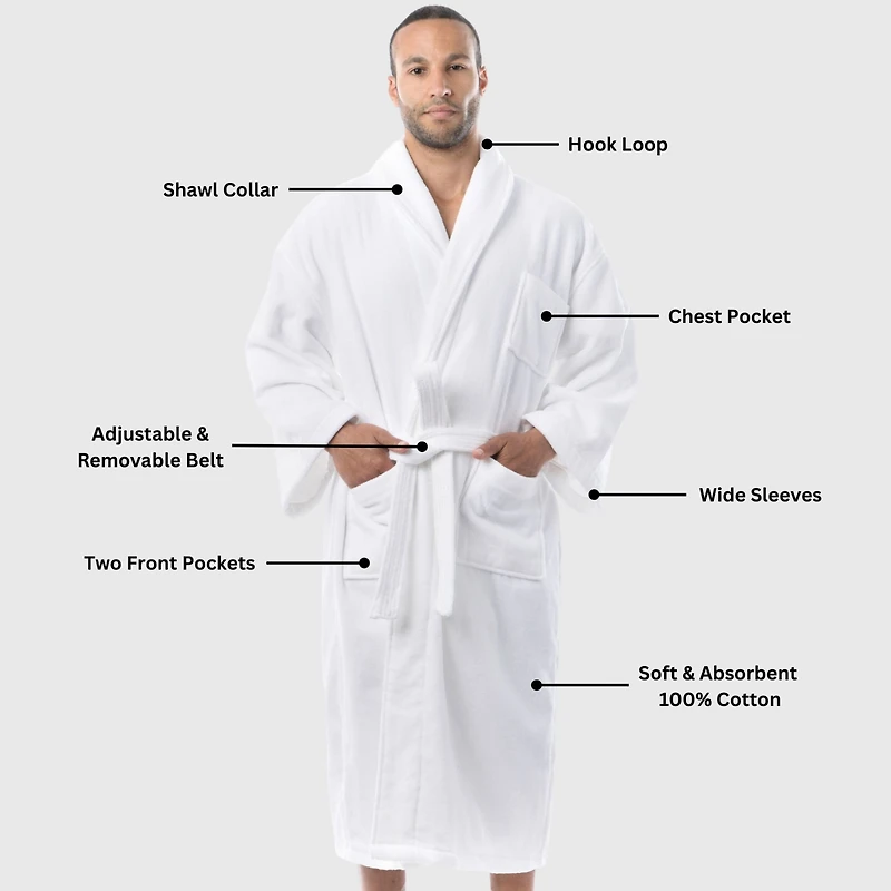 Alpine Swiss Pure Cotton Men Terry Cloth Bathrobe Super Absorbent Hotel Spa Robe