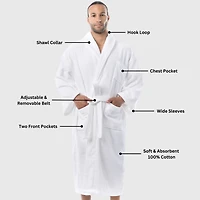 Alpine Swiss Pure Cotton Men Terry Cloth Bathrobe Super Absorbent Hotel Spa Robe