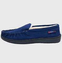 Alpine Swiss Men's Moccasin Slippers Genuine Suede House Shoe Memory Foam Insole Plush Faux Shearling Lining Comfy Indoor Outdoor Anti-Slip Rubber Sol