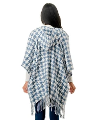 Marcus Adler Hooded Houndstooth Ruana Scarf