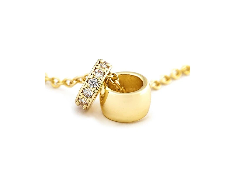 Pave and Polished Ring Pendant Necklace